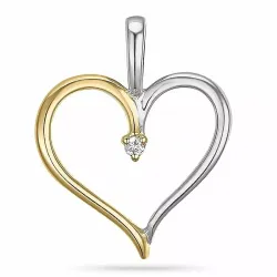 hart diamant hanger in 9 caraat goud-en witgoud 0,01 ct