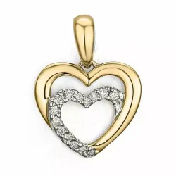 hart diamant hanger in 9 caraat goud-en witgoud 0,08 ct