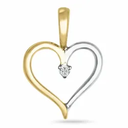 hart diamant hanger in 9 caraat goud-en witgoud 0,01 ct