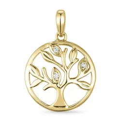 boom van het leven diamant hanger in 9 caraat goud 0,02 ct