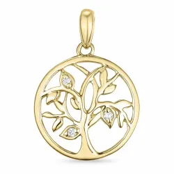 boom van het leven diamant hanger in 9 caraat goud 0,02 ct