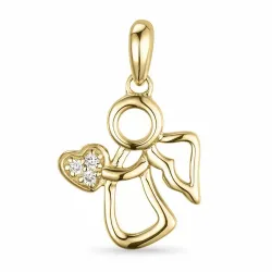 engel diamant hanger in 9 caraat goud 0,02 ct