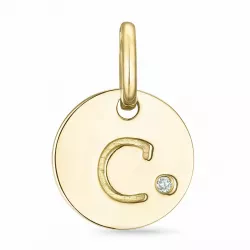 letter c diamant hanger in 9 caraat goud 0,01 ct
