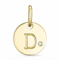letter d diamant hanger in 9 caraat goud 0,01 ct