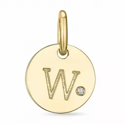 letter W hanger in 9 caraat goud 0,01 ct