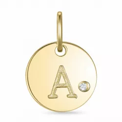 letter a diamant hanger in 9 caraat goud 0,01 ct