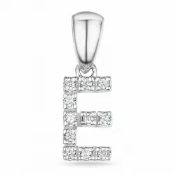 letter e diamant hanger in 9 caraat witgoud 0,071 ct