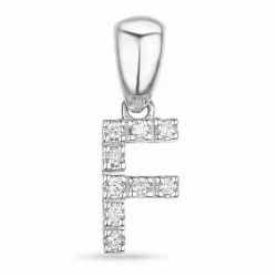 letter f diamant hanger in 9 caraat witgoud 0,061 ct