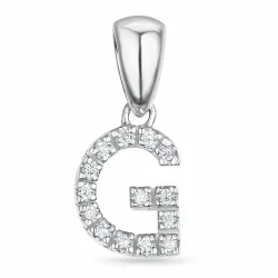 letter g diamant hanger in 9 caraat witgoud 0,074 ct