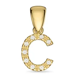 letter c diamant hanger in 9 caraat goud 0,06 ct
