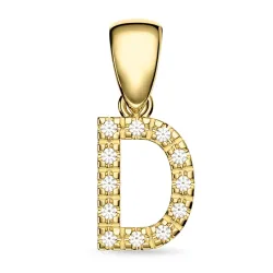 letter d diamant hanger in 9 caraat goud 0,08 ct