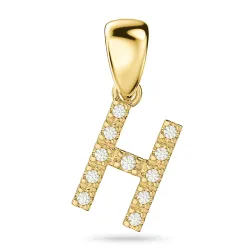 letter h diamant hanger in 9 caraat goud 0,07 ct