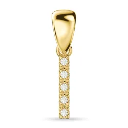 letter i diamant hanger in 9 caraat goud 0,04 ct