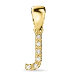 letter j diamant hanger in 9 caraat goud 0,04 ct