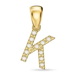 letter k diamant hanger in 9 caraat goud 0,07 ct