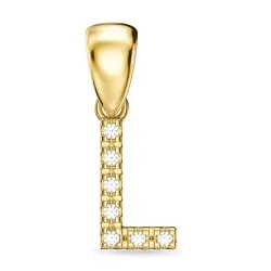 letter l diamant hanger in 9 caraat goud 0,05 ct
