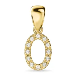 letter o diamant hanger in 9 caraat goud 0,07 ct