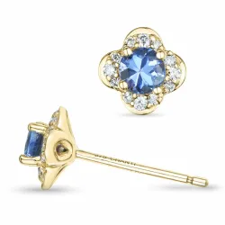 bloem tanzanite briljant oorbellen in 9 karaat goud met tanzanite en diamant 