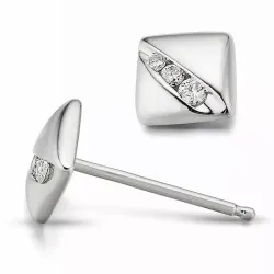 vierkant diamant oorsteker in 9 karaat witgoud met diamant 