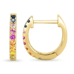 regenboogkleurige saffier creool in 9 karaat goud met saffier 