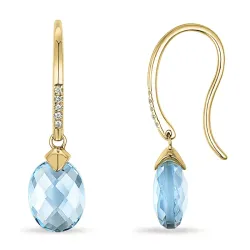 blauwe topaas diamant oorbellen in 9 karaat goud met topaas en diamant 