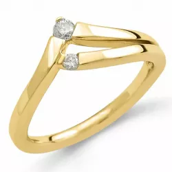V diamant ring in 9 karaat goud 0,07 ct