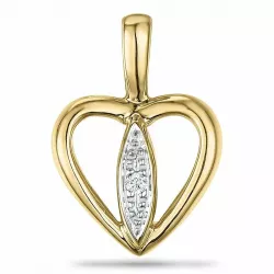 hart diamant hanger in 9 caraat goud-en witgoud 0,007 ct