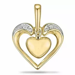 hart diamant hanger in 9 caraat goud-en witgoud 0,02 ct