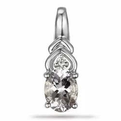 Ovaal morganit diamanten hanger in 9 caraat witgoud 0,01 ct 1,28 ct