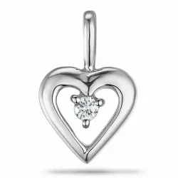Hart diamant hanger in 9 caraat witgoud 0,04 ct