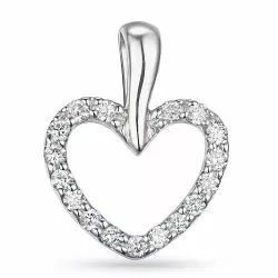 hart diamant hanger in 9 caraat witgoud 0,22 ct