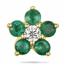 Bloem smaragd diamanten hanger in 9 caraat goud 0,06 ct 0,40 ct