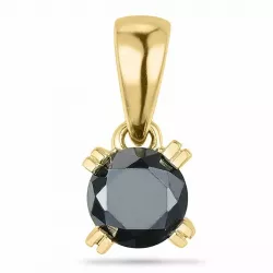 Rond zwart diamant hanger in 9 caraat goud 0,25 ct