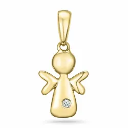 engel diamant hanger in 9 caraat goud 0,01 ct