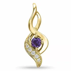 abstract amethist diamanten hanger in 9 caraat goud 0,04 ct ct 0,13 ct ct