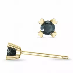 2 x 0,10 ct zwart diamant solitaire oorbel in 9 karaat goud met zwart diamant 
