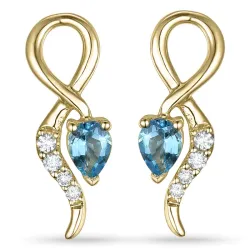 Topaas diamant oorbellen in 9 karaat goud met diamanten en topazen 