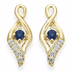 saffier diamant oorbellen in 9 karaat goud met diamant en saffier 