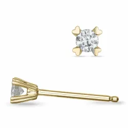 2 x 0,07 ct solitaire oorbel in 9 karaat goud met diamant 