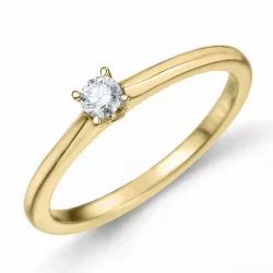 campagne - diamant solitaire ring in 14 karaat goud 0,10 ct