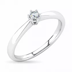 diamant solitaire ring in 14 karaat witgoud 0,10 ct