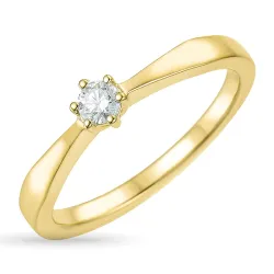 diamant solitaire ring in 14 karaat goud 0,12 ct