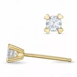 2 x 0,13 ct campagne - diamant solitaire oorbel in 14 karaat goud met diamant 