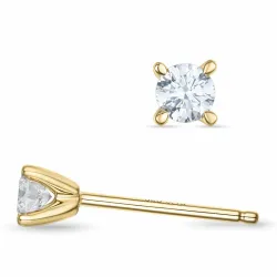 2 x 0,15 ct  campagne - diamant solitaire oorbel in 14 karaat goud met diamant 