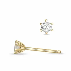 2 x 0,08 ct campagne - diamant solitaire oorbel in 14 karaat goud met diamant 