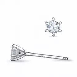 2 x 0,10 ct campagne - diamant solitaire oorbel in 14 karaat witgoud met diamant 