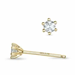 2 x 0,09 ct campagne - diamant solitaire oorbel in 14 karaat goud met diamant 