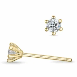 2 x 0,11 ct campagne - diamant solitaire oorbel in 14 karaat goud met diamant