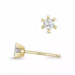 2 x 0,10 ct campagne - briljant solitaire oorbel in 14 karaat goud met diamant 