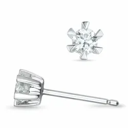 2 x 0,18 ct campagne - diamant solitaire oorbel in 14 karaat witgoud met diamant